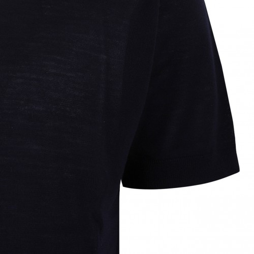 Dark Blue Virgin Wool Polo Shirt