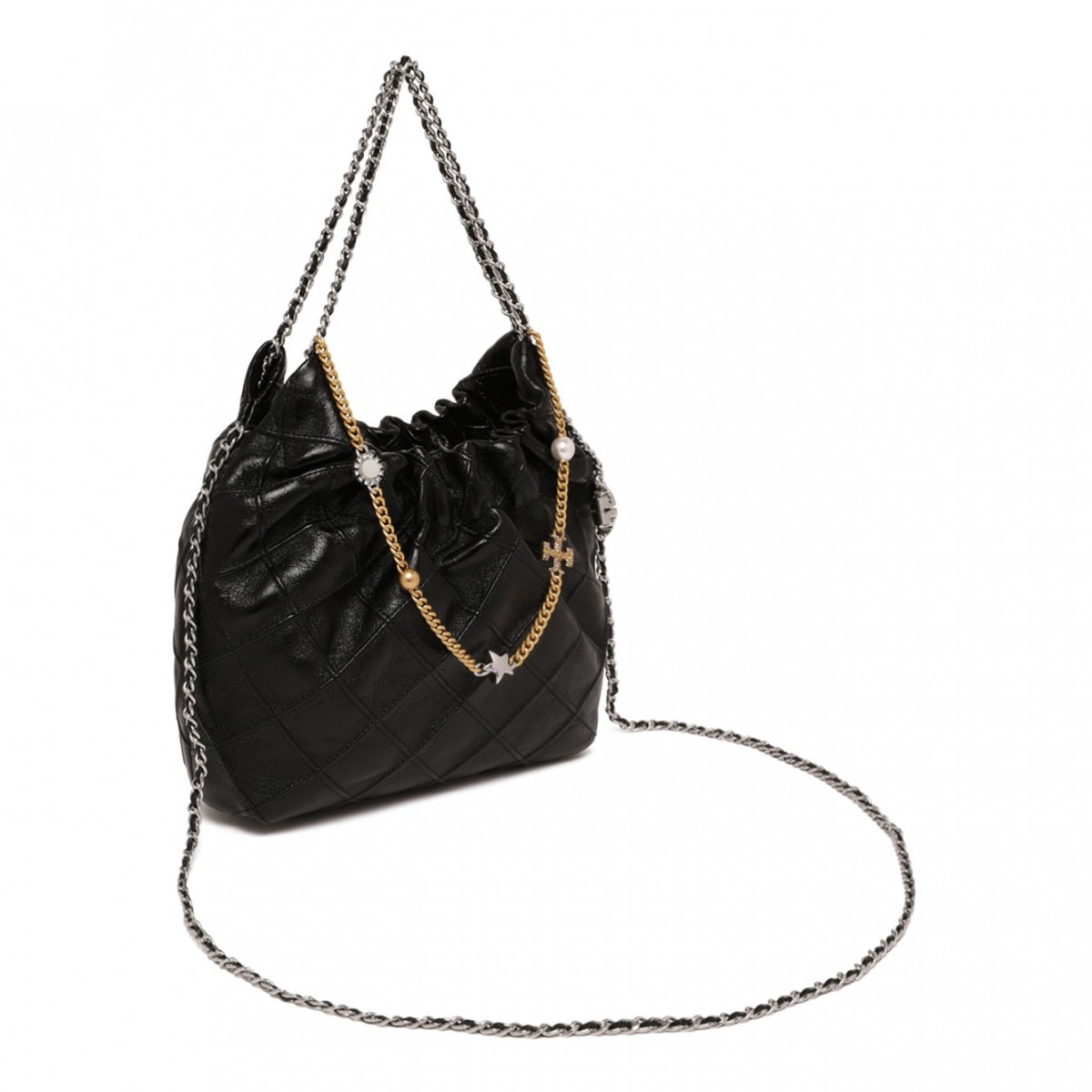 Black Fleming Distressed Mini Hobo Bag