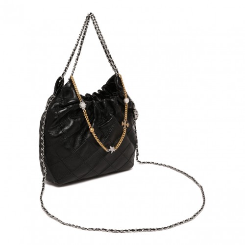 Black Fleming Distressed Mini Hobo Bag