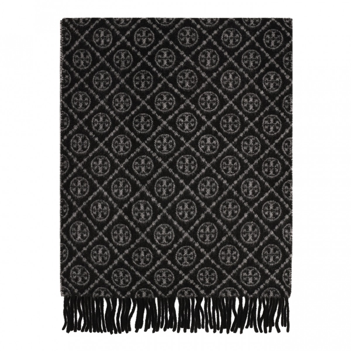 Black Long T Monogram Scarf