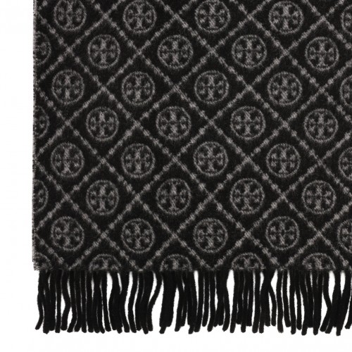Black Long T Monogram Scarf 2