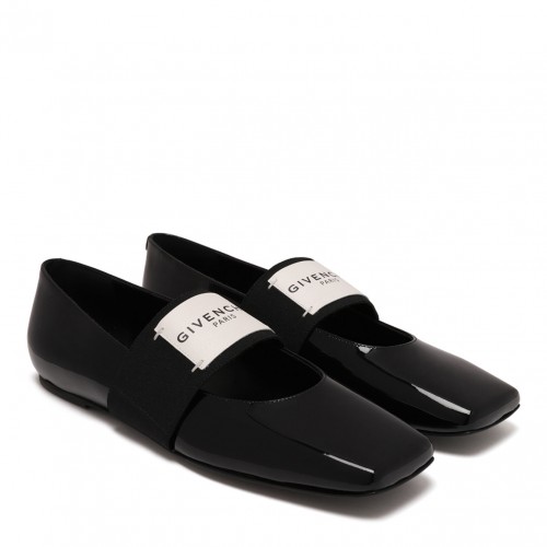 Black Sliced Square Ballerinas