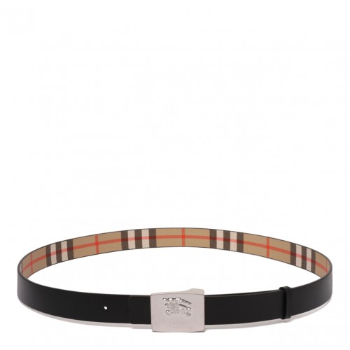 Sand Black Reversible Check Square Knight Stamp Belt