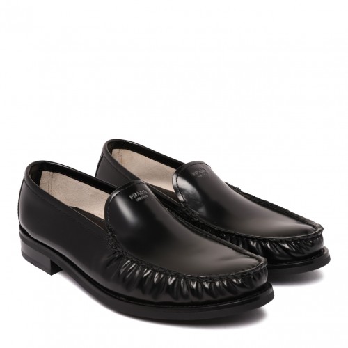 Black Brushed Leather Loafers