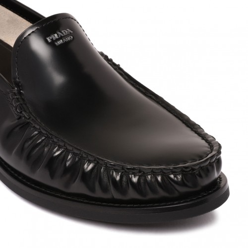 Black Brushed Leather Loafers