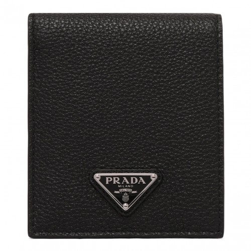 Black Enamel Triangle Logo Wallet