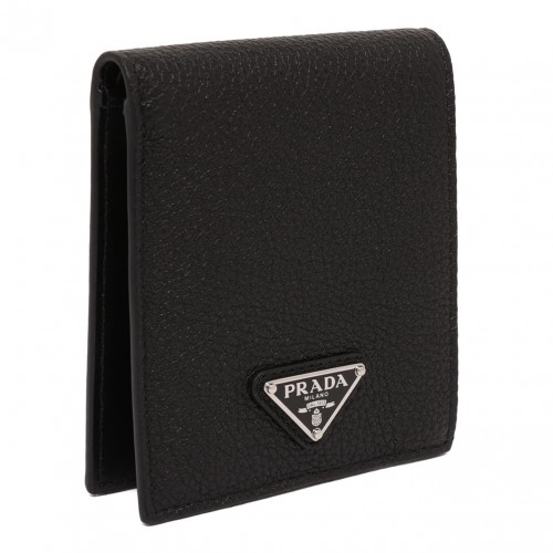 Black Enamel Triangle Logo Wallet