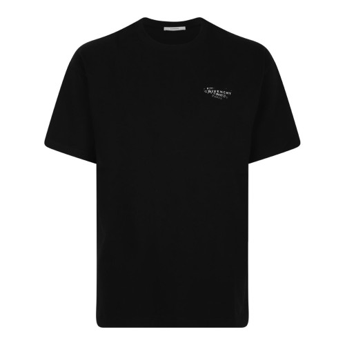 Black Cotton T-Shirt With Logo Stamp Print