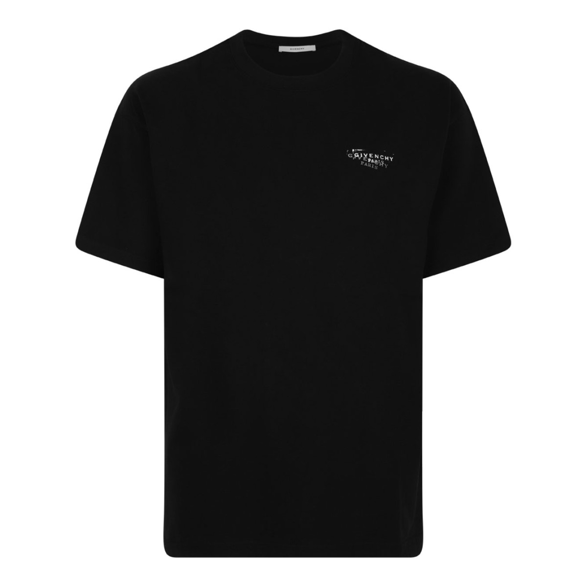 Black Cotton T-Shirt With Logo Stamp Print
