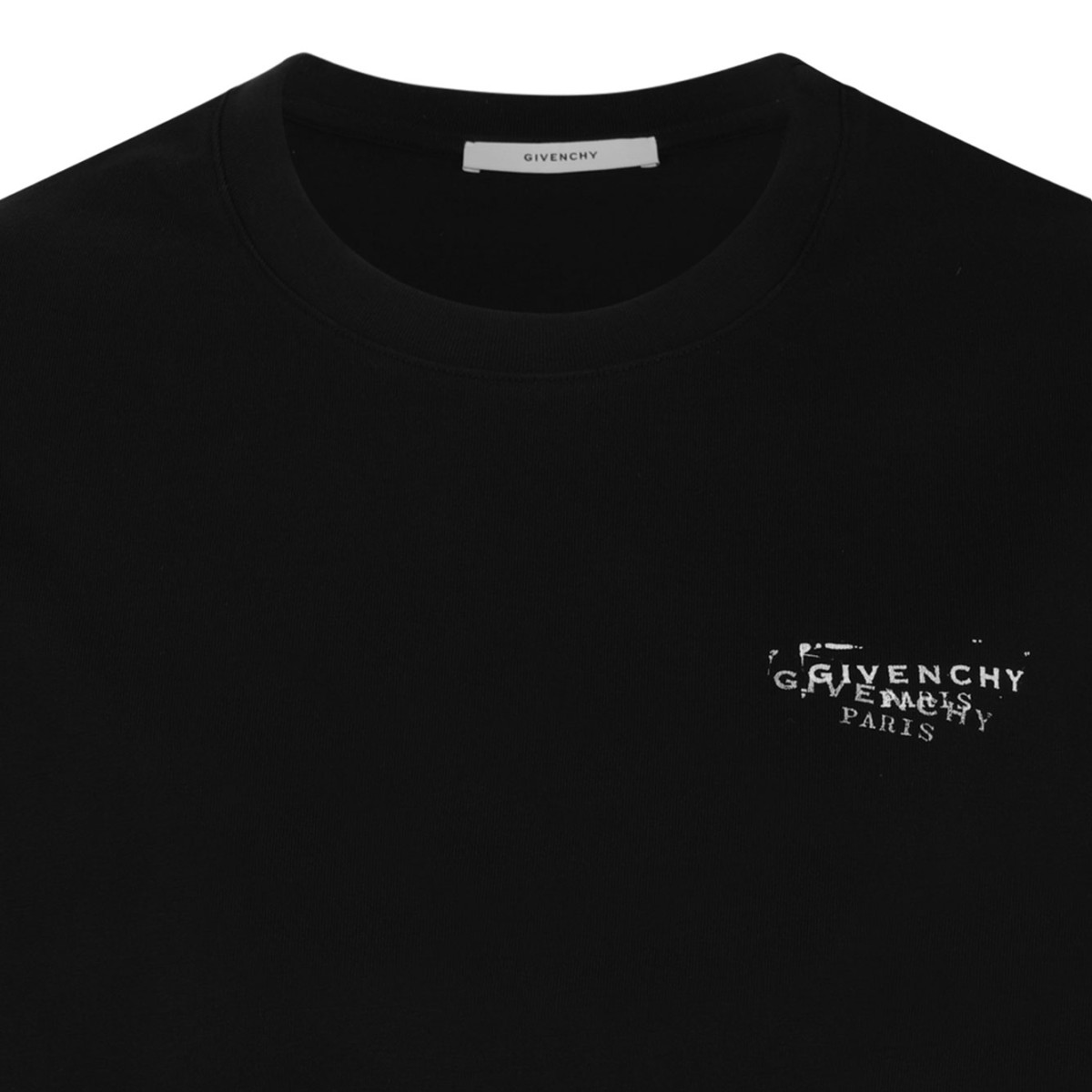 Black Cotton T-Shirt With Logo Stamp Print