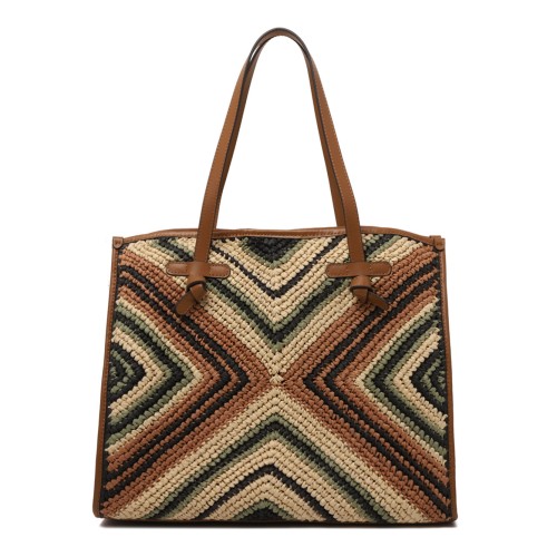 Multicolour Women Straw Tote Bag