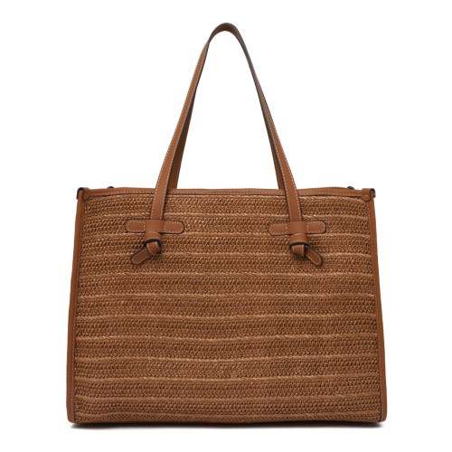 Caramel Straw With Woven Effect Tote Bag