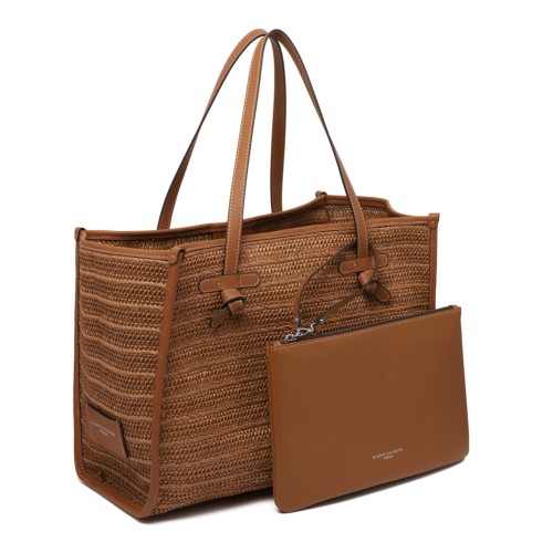 Caramel Straw With Woven Effect Tote Bag