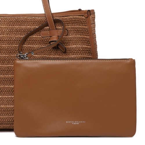 Caramel Straw With Woven Effect Tote Bag