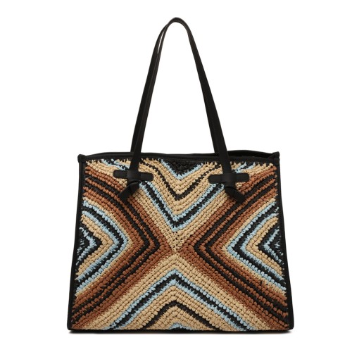 Multicolour Women Straw Tote Bag