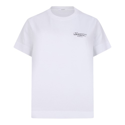 White T-shirt In Cotton With Logo Stamp Print