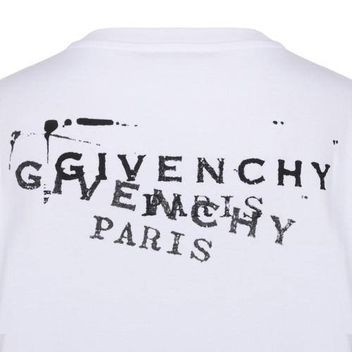 White T-shirt In Cotton With Logo Stamp Print