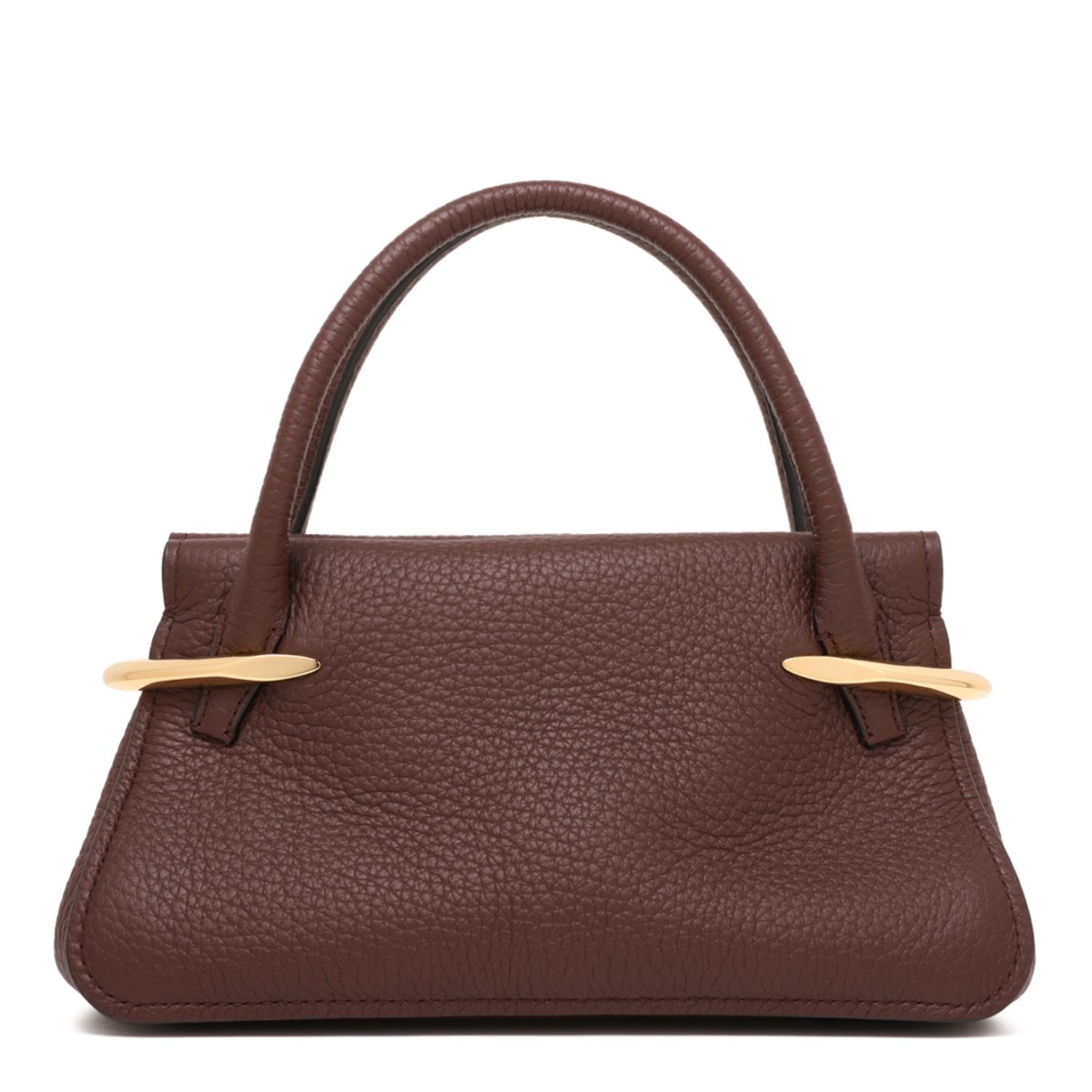 Ebony Brown Mini Pinch Bag In Grained Leather