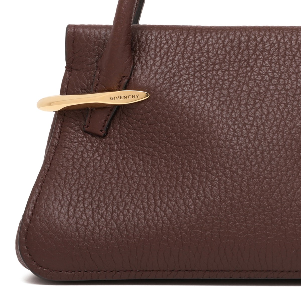 Ebony Brown Mini Pinch Bag In Grained Leather