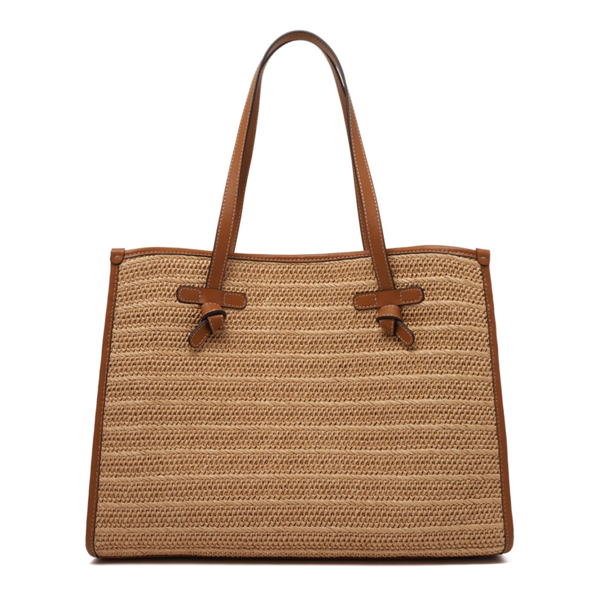 Natural Straw With Woven Effect Tote Bag
