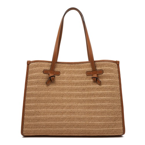 Natural Straw With Woven Effect Tote Bag