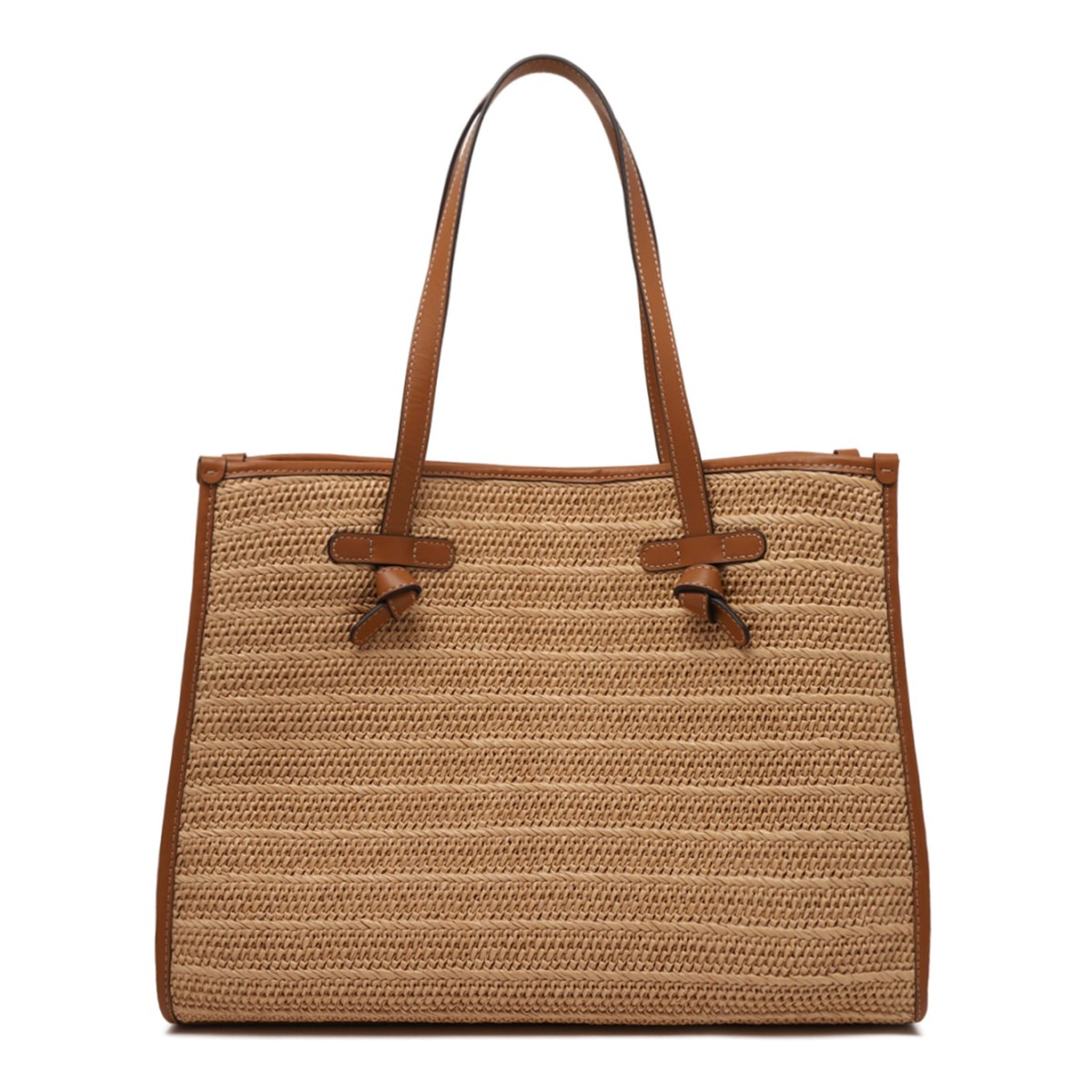 Natural Straw With Woven Effect Tote Bag