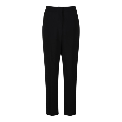 Black Slim Fit Tailored Pants In Crepe Cady