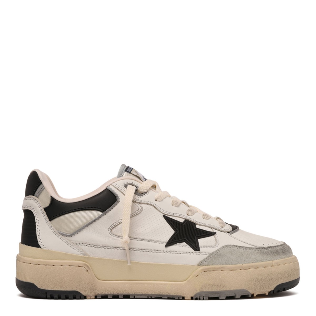 White and Black Forty2 Leather Sneakers