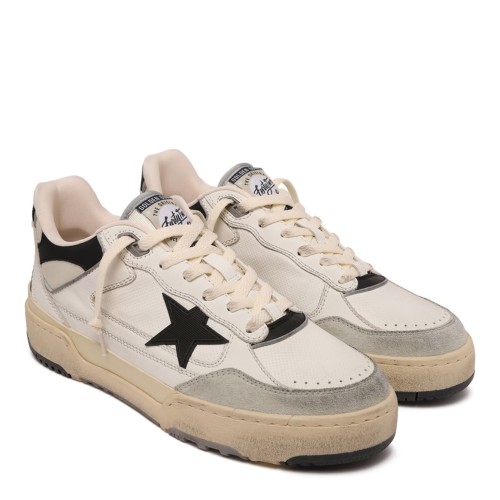 White and Black Forty2 Leather Sneakers 2