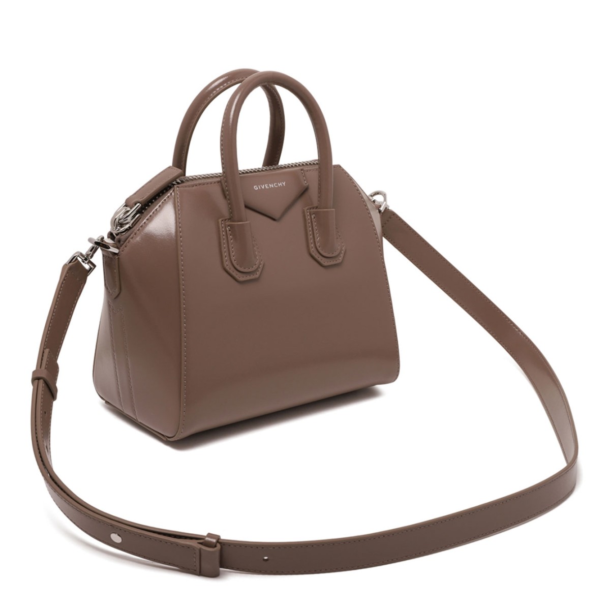 Taupe Mini Antigona Bag In Box Leather