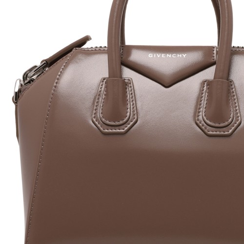 Taupe Mini Antigona Bag In Box Leather