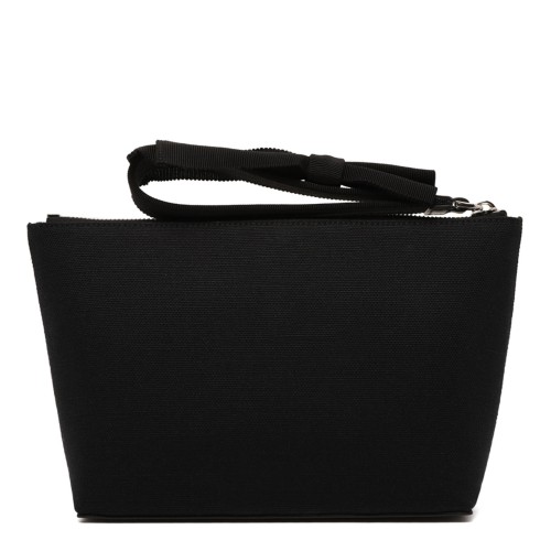 Black Small Pouch In Canvas With Bow 2