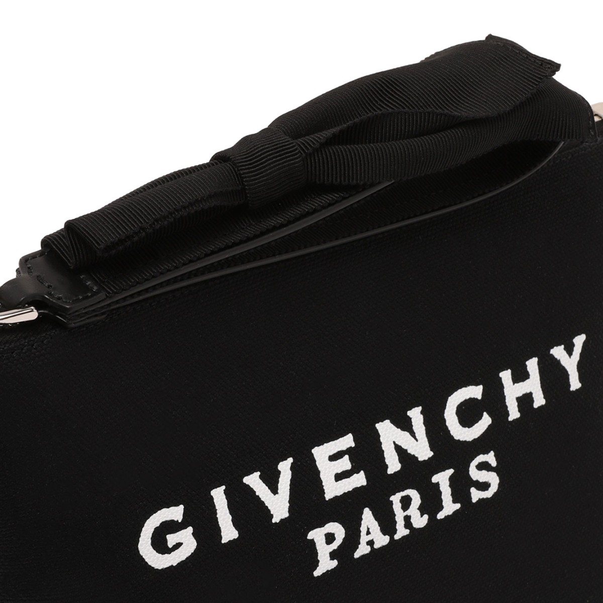 Black Small Pouch In Canvas With Bow