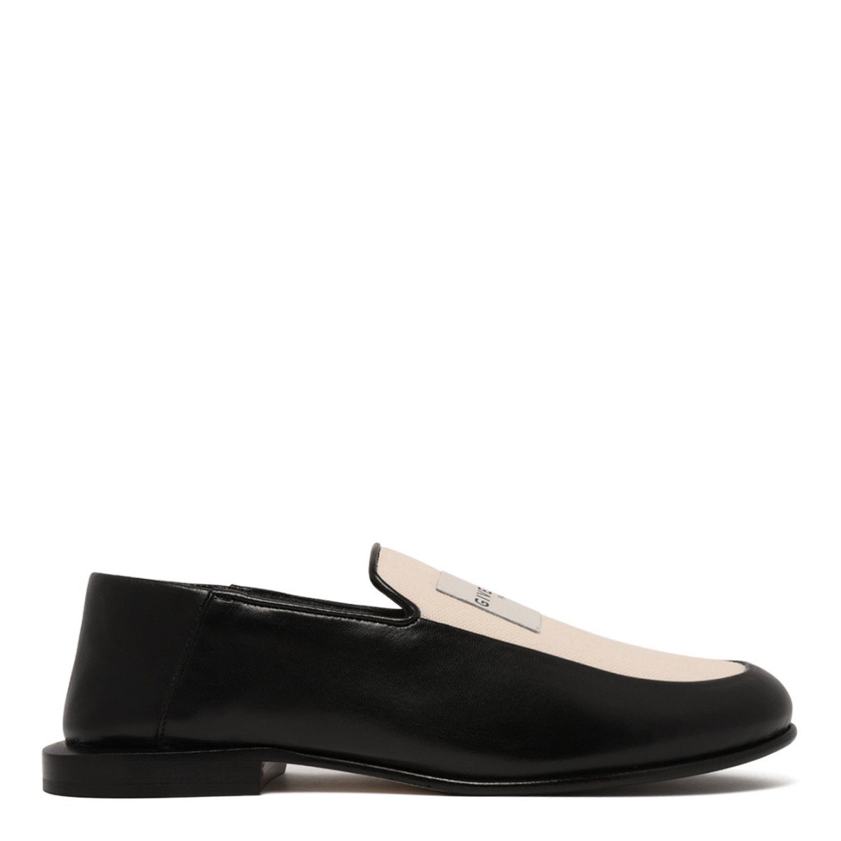 Black and White Label Loafers In Leather And Canvas