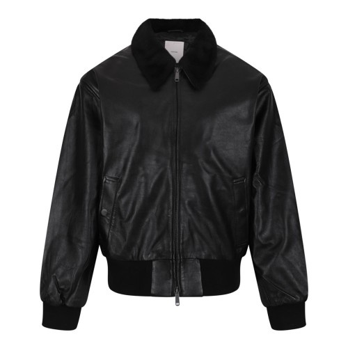 Black Leather Bomber Jacket