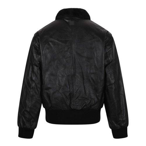 Black Leather Bomber Jacket 2