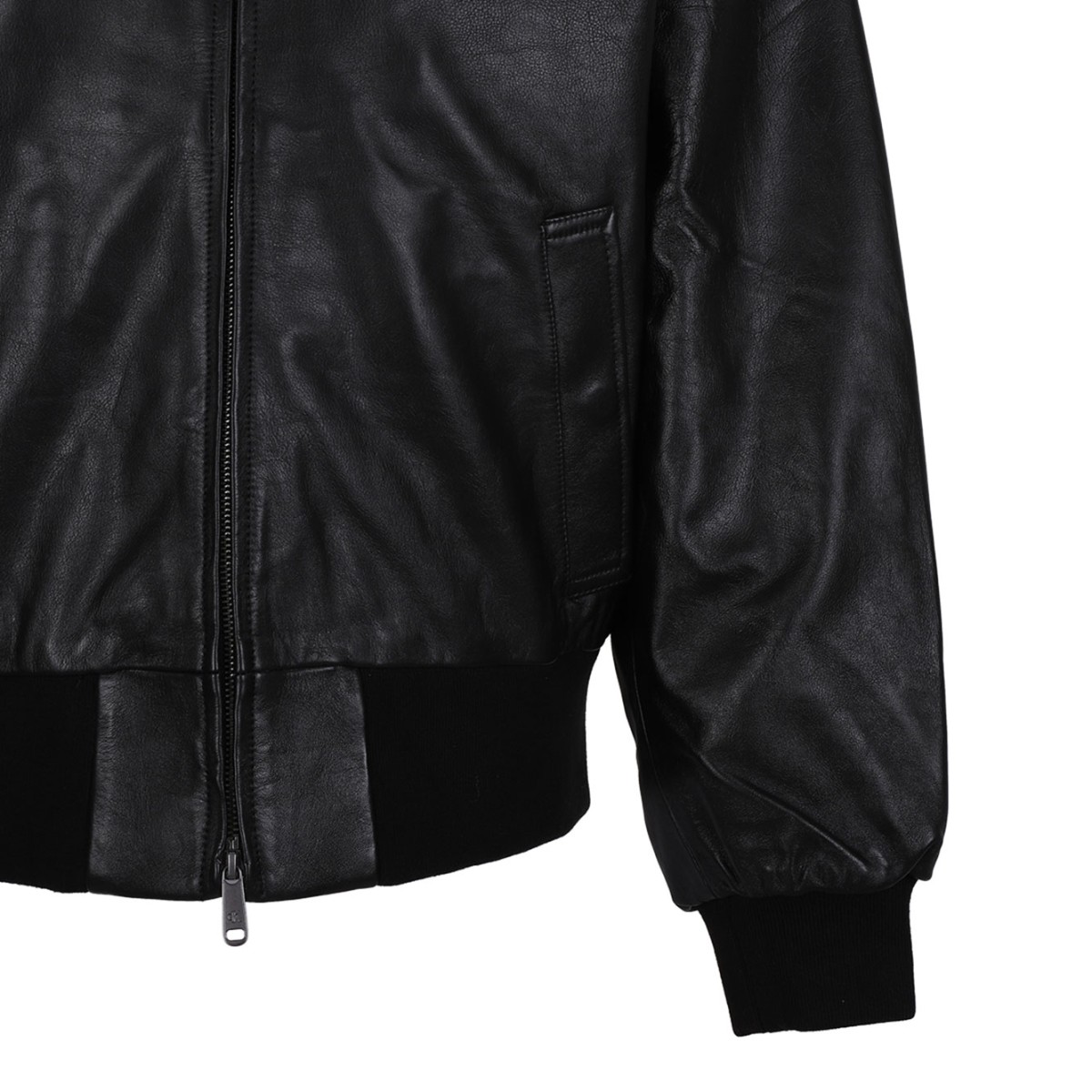 Black Leather Bomber Jacket