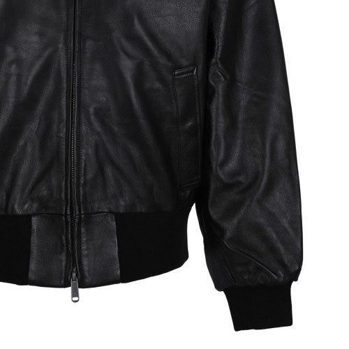 Black Leather Bomber Jacket