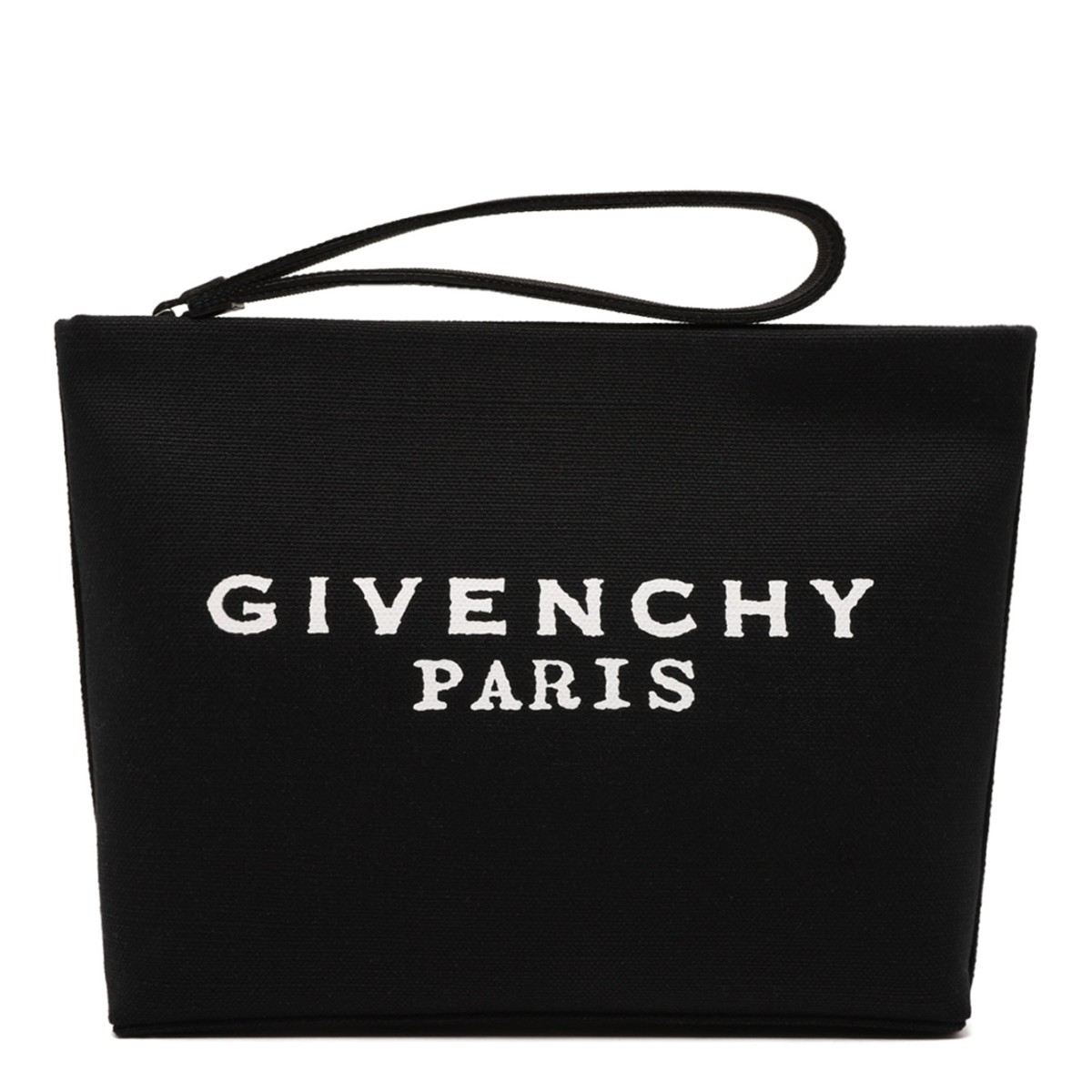 Black Logo Embroidered Pouch In Canvas