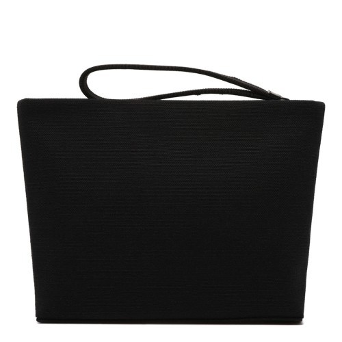 Black Logo Embroidered Pouch In Canvas 2