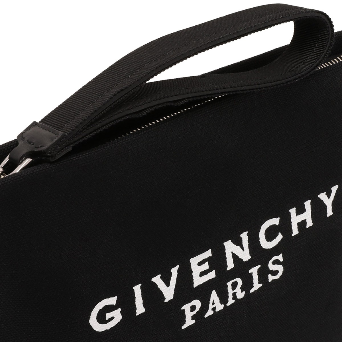 Black Logo Embroidered Pouch In Canvas