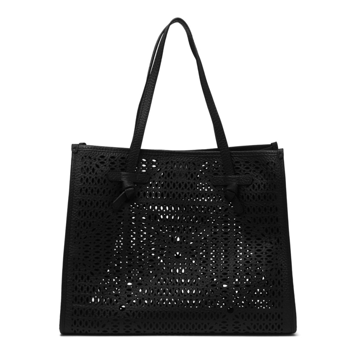 Black Double Bubble Leather Tote Bag