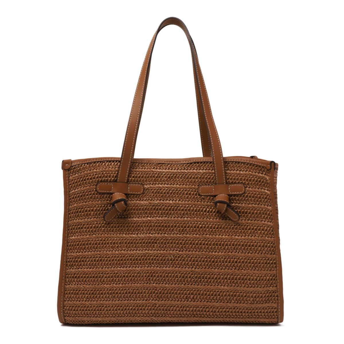 Caramel Straw With a Woven Effect Tote Bag