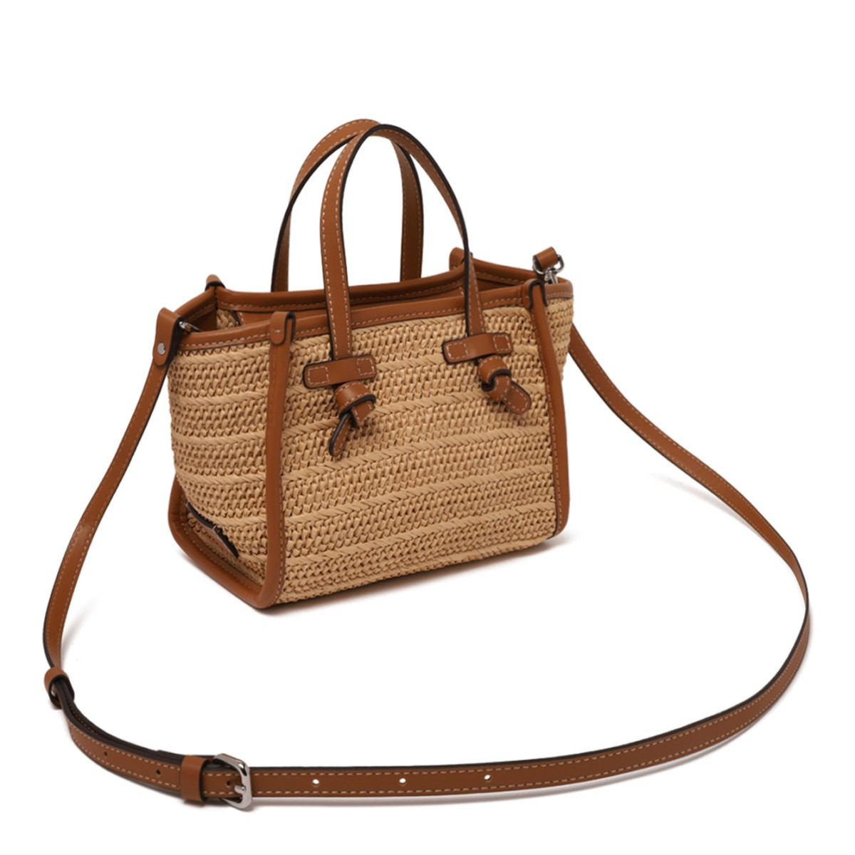 Natural Straw Woven Mini Tote Bag