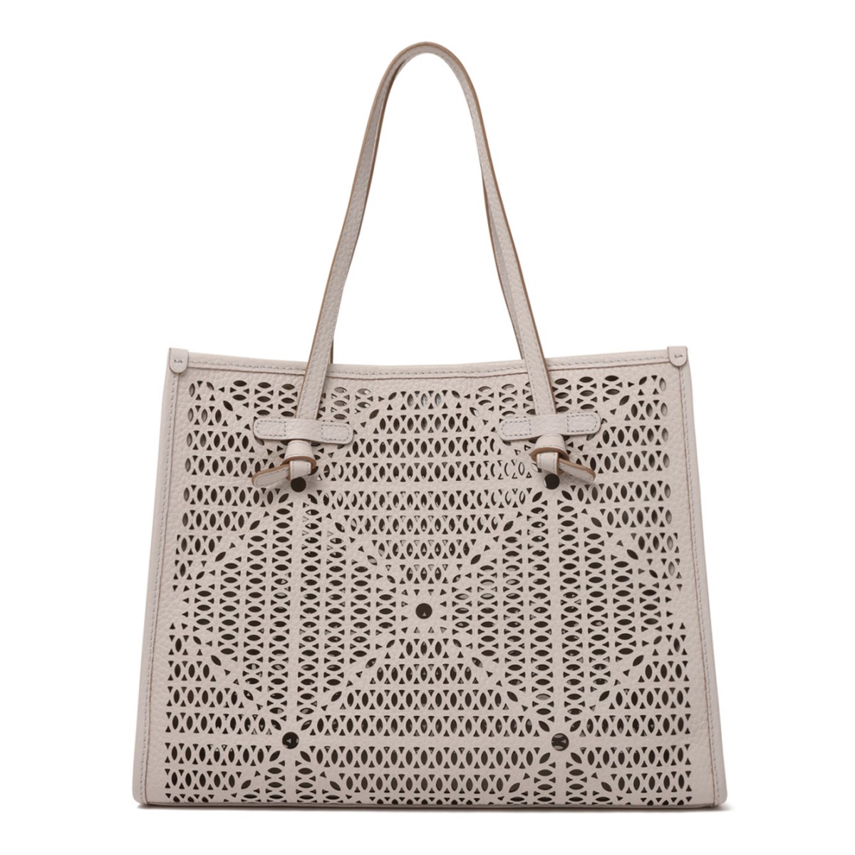 Sand Double Bubble Leather Tote Bag
