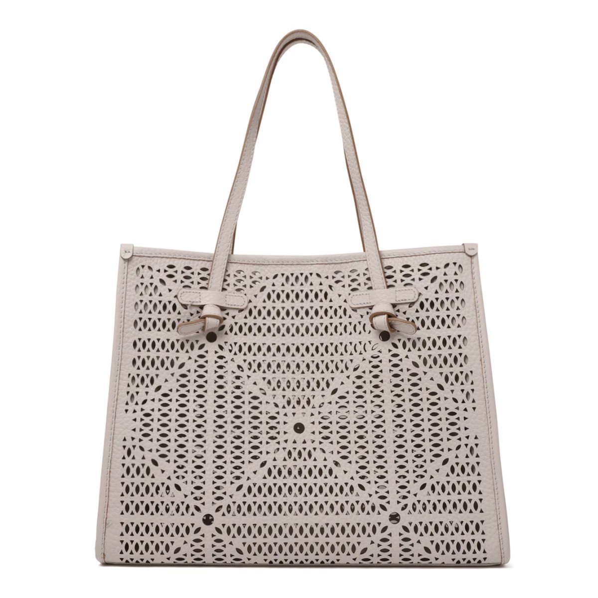 Sand Double Bubble Leather Tote Bag