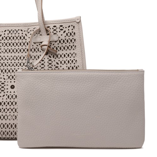 Sand Double Bubble Leather Tote Bag