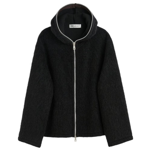 Black Hairy Wool Hoodie