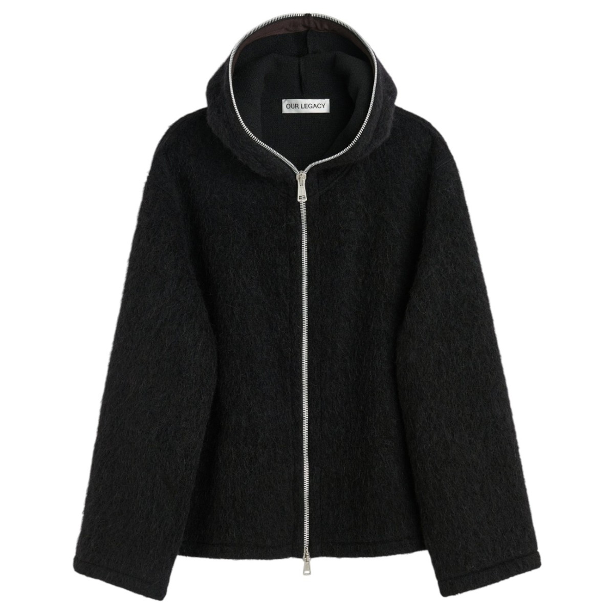 Black Hairy Wool Hoodie