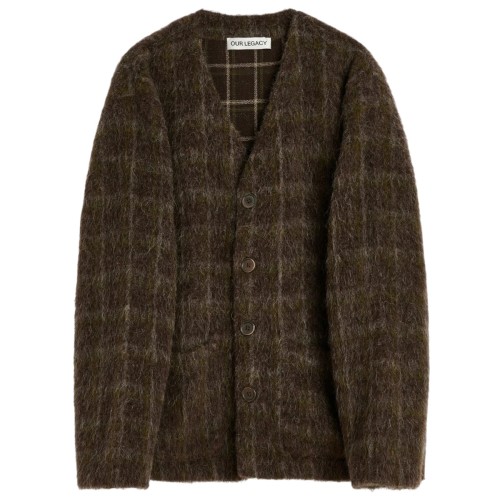 Dorf Check Hairy Wool Cardigan